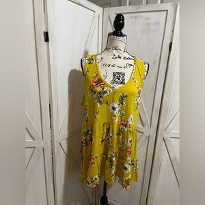 EUC torrid yellow floral babydoll top 2x